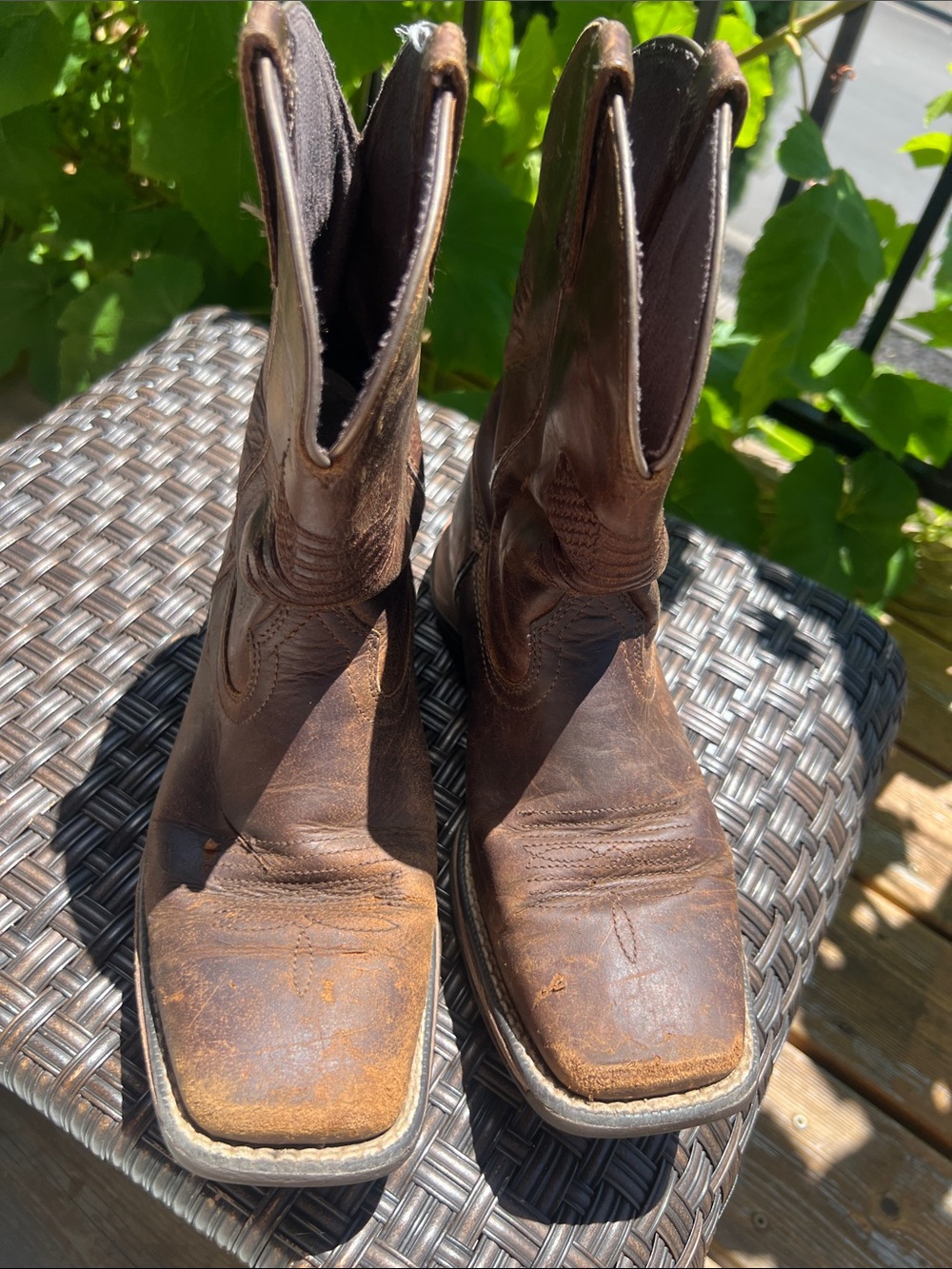 Ariat Brown Leather Cowboy Ankle Boots